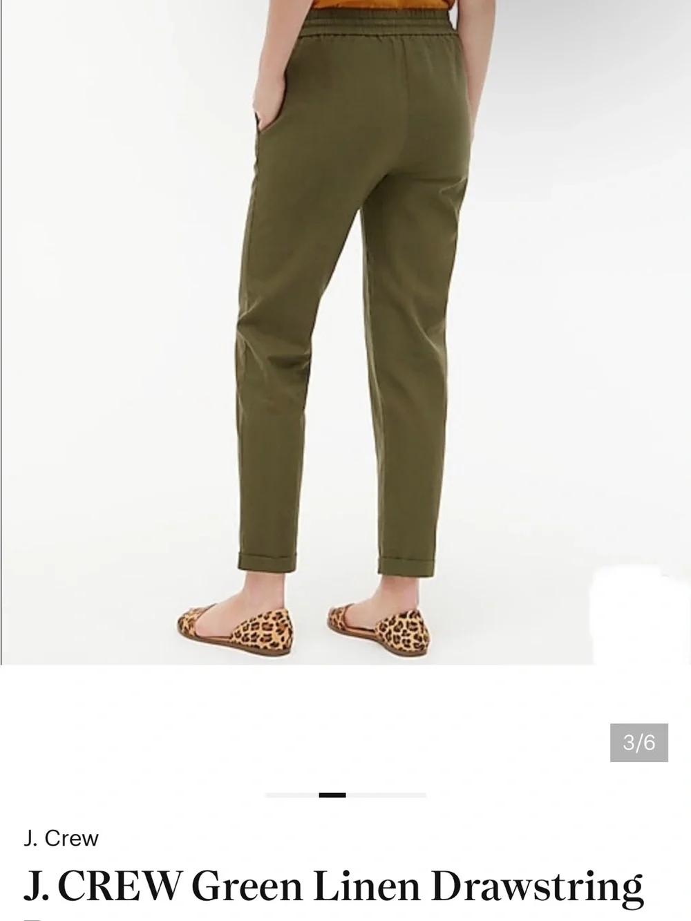 J. Crew Olive Green Drawstring cropped pants size 2